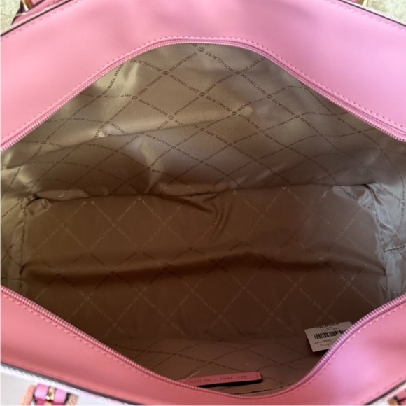 Michael Kors Gilly Large Drawstring Tote Shoulder Bag MK Graphic Logo Carnation - Picture 8 of 10